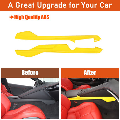 Yellow ABS Center Console Lower Armrest Box Panel Trim For Corvette C8 2020+ 23