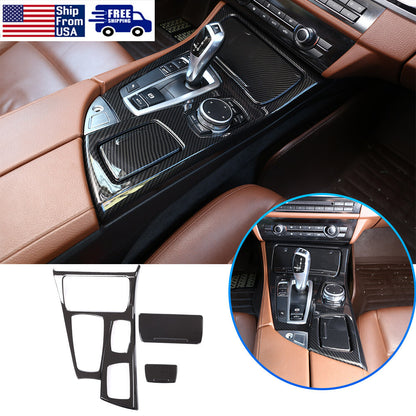 For BMW 5 Series F10 F07 2011-2017 Carbon Fiber Center Console Gear Shift Panel 1