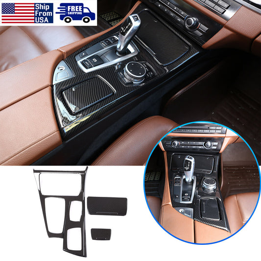 For BMW 5 Series F10 F07 2011-2017 Carbon Fiber Center Console Gear Shift Panel 1