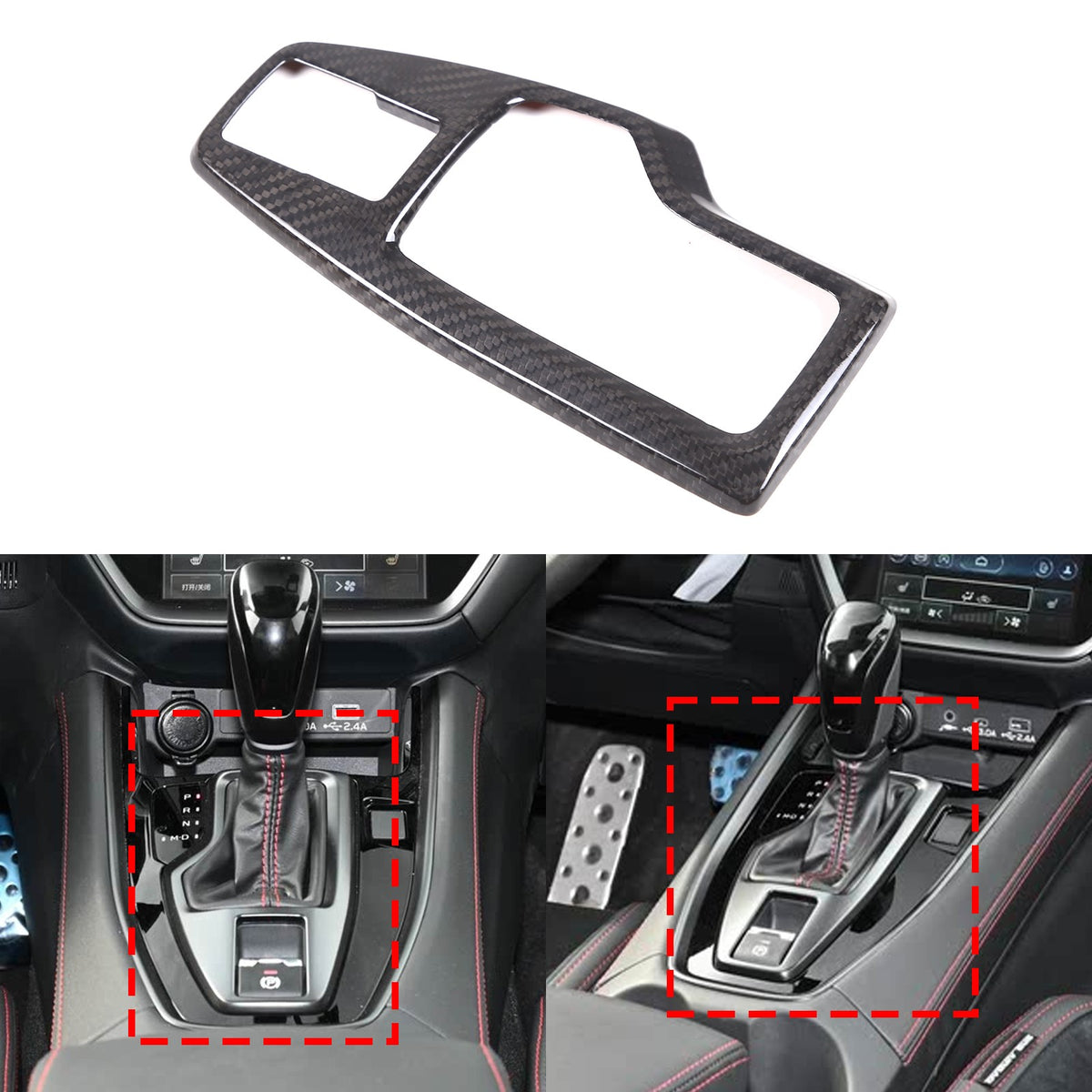 Real Carbon Fiber Gear Shift Base Trim Cover For Subaru WRX VB AT 2022+ 13