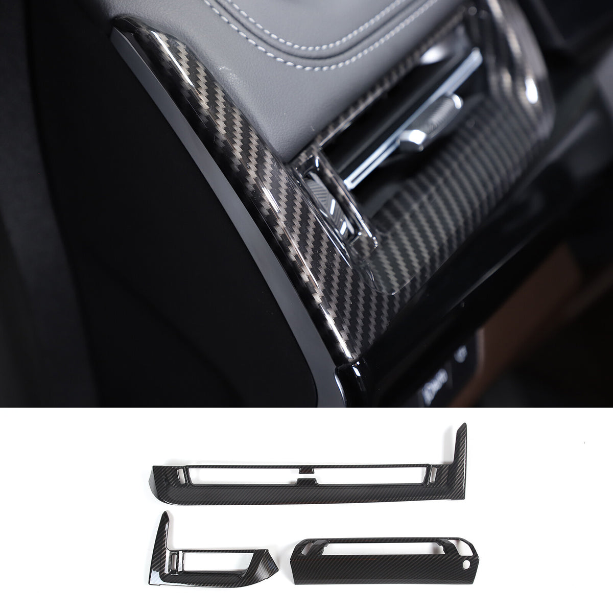 ABS Carbon fiber Center Console air outlet frame Trim For BMW X1 U11 2023-24 16
