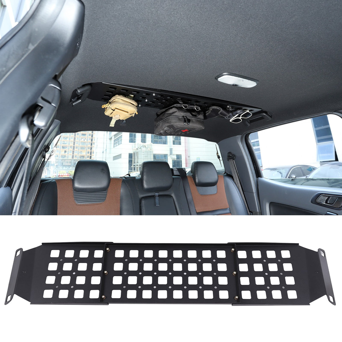 Alloy Rear Roof Hanging Storage Rack Molle Panel For Ford Ranger T6 2015-2021 1