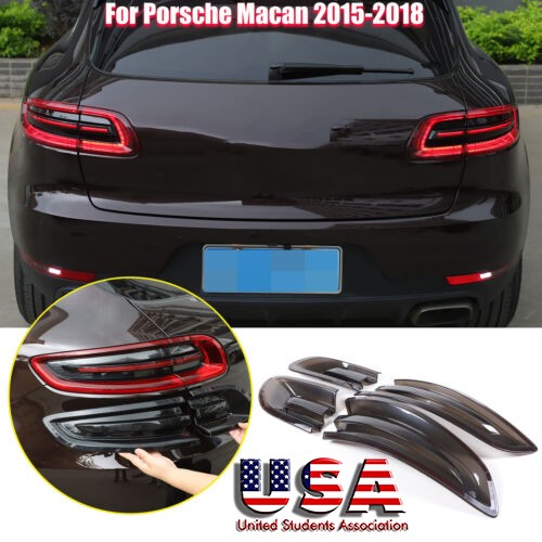Smoked Black Rear Tail light Lamp Cover Trim Bezel For Porsche Macan 95B 2015-18 1