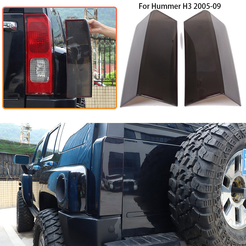 Smoked Black Rear Tail Light Guard Decor Cover Trim Bezels For Hummer H3 2005-09 1