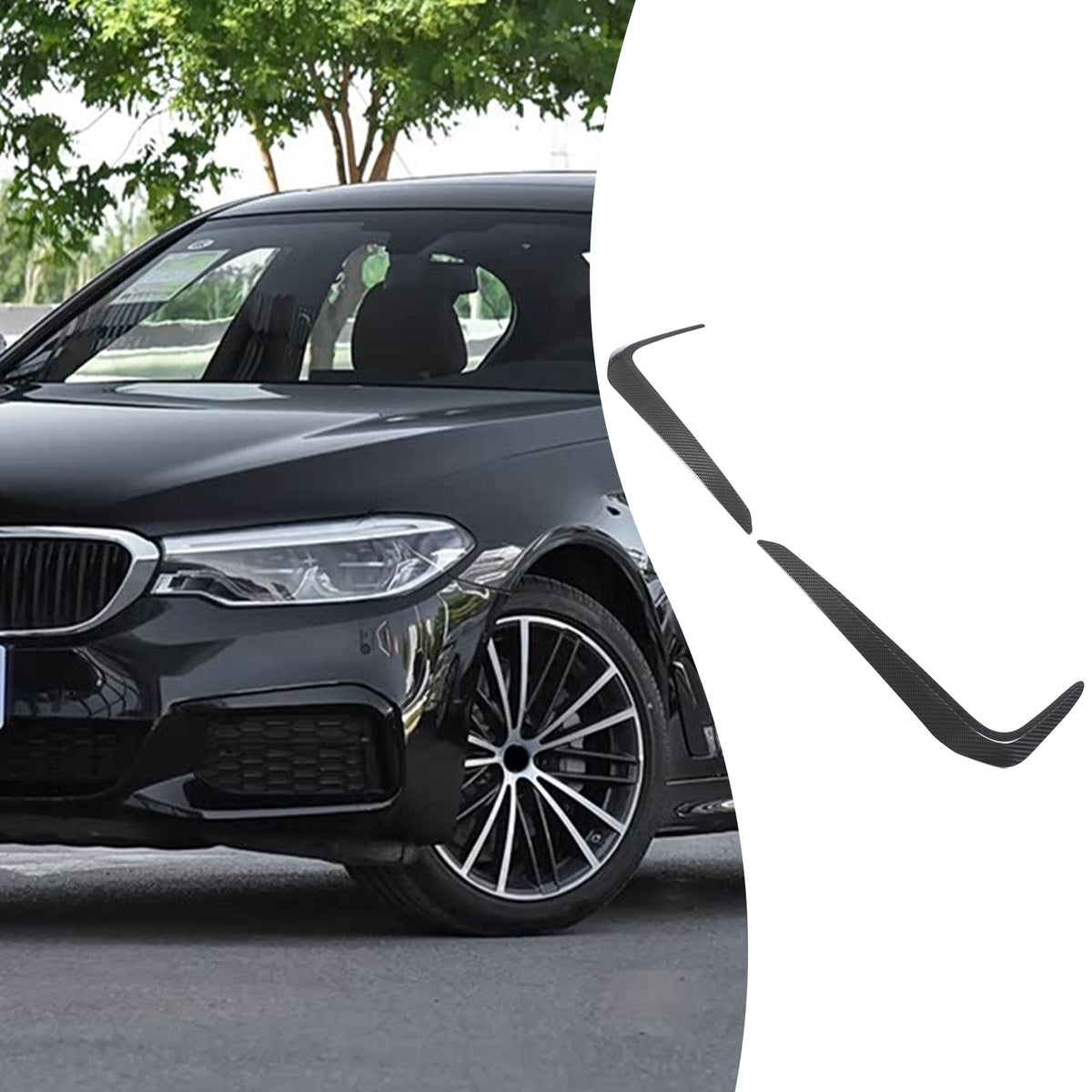 Real Carbon Fiber Front Fog Light Lamp Strip Trim For BMW 5 Series G30 2018-2020 2