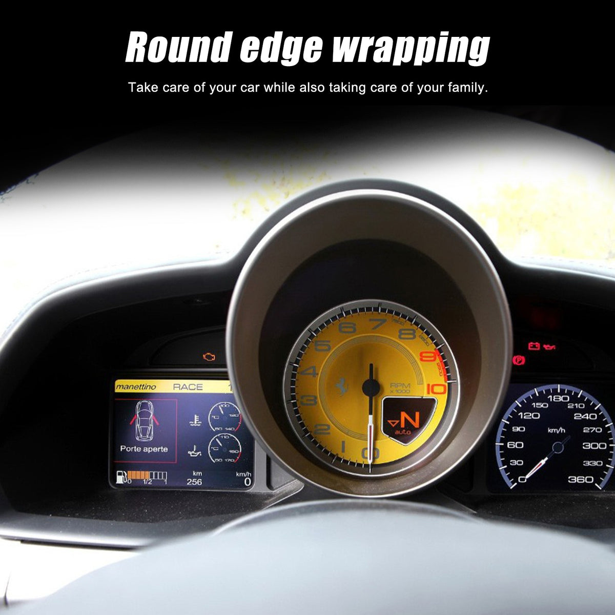Red Real Carbon Fiber Instrument Tachometer Cover For Ferrari 458/488 2011-2016 6
