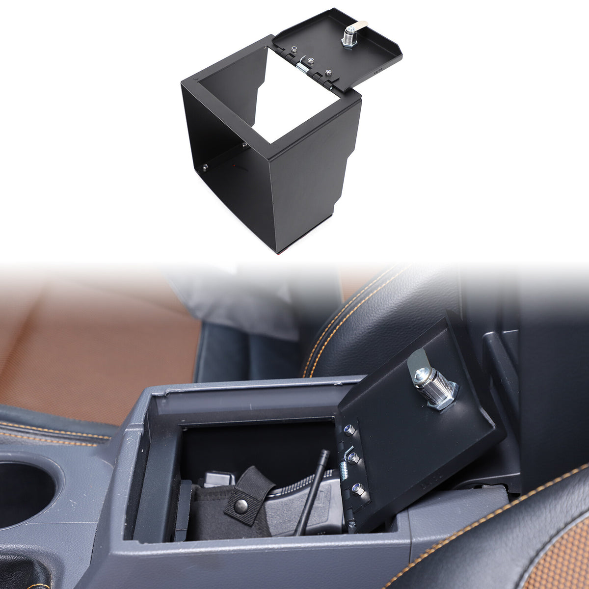 Center Console Safe Gun Storage Lock Box W/ TRAY For Ford Ranger T7 T8 15-22 US 7