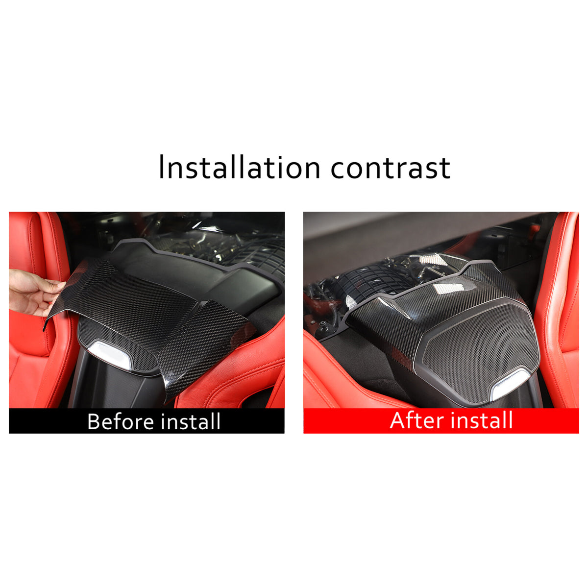 Real Carbon Fiber Wireless Charger Upper Cover Trim For C8 Corvette Coupe 1LT 15