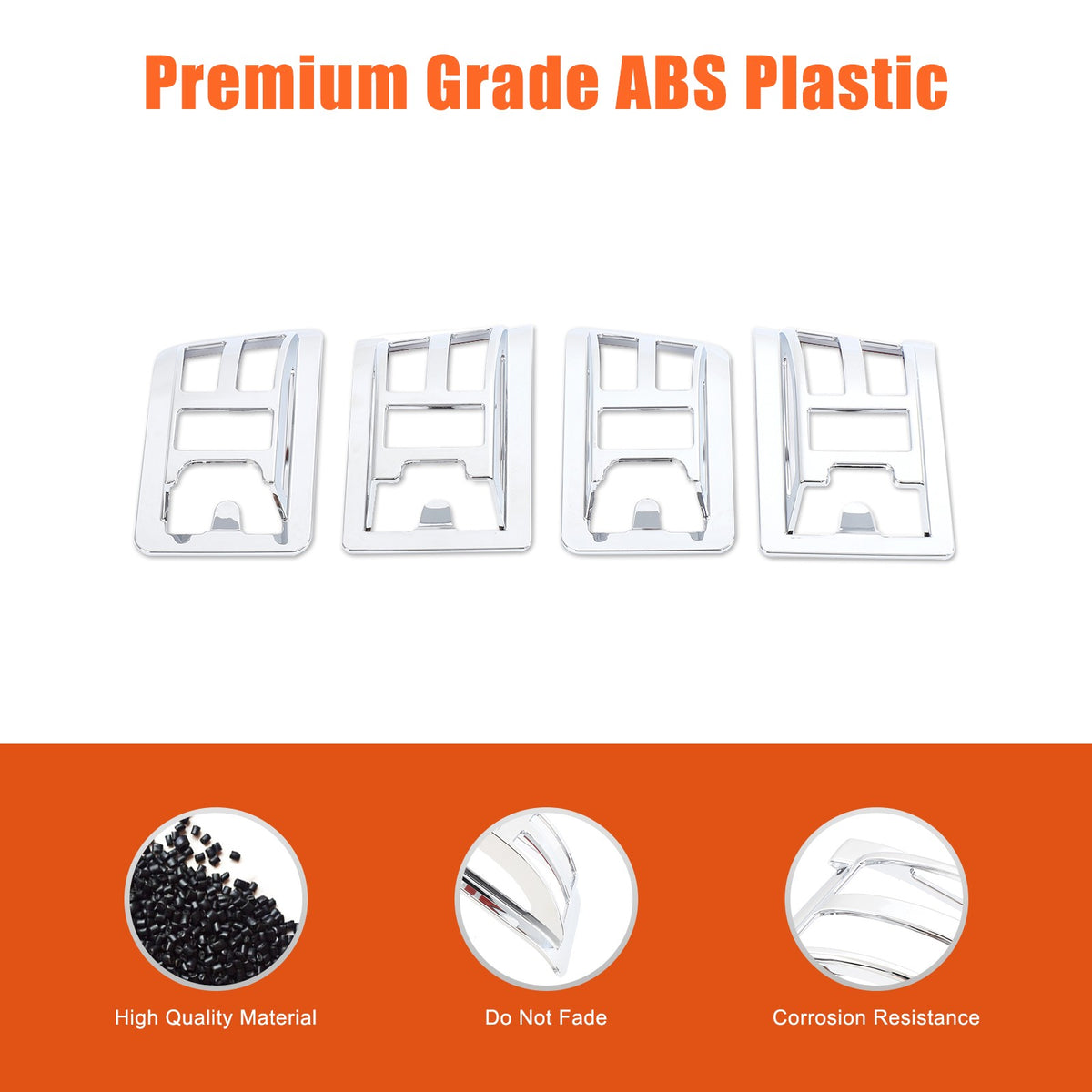 ABS Silver Front & Rear Roof Light Guard Cover Trim Set For Hummer H2 2003-09 US 21