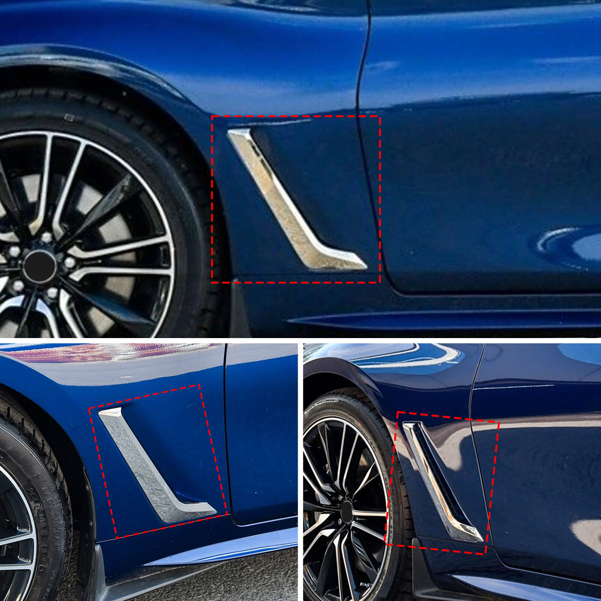Red Real Dry Carbon Fiber Side Air Fender Vent Trim For Infiniti Q60 2016+ 9