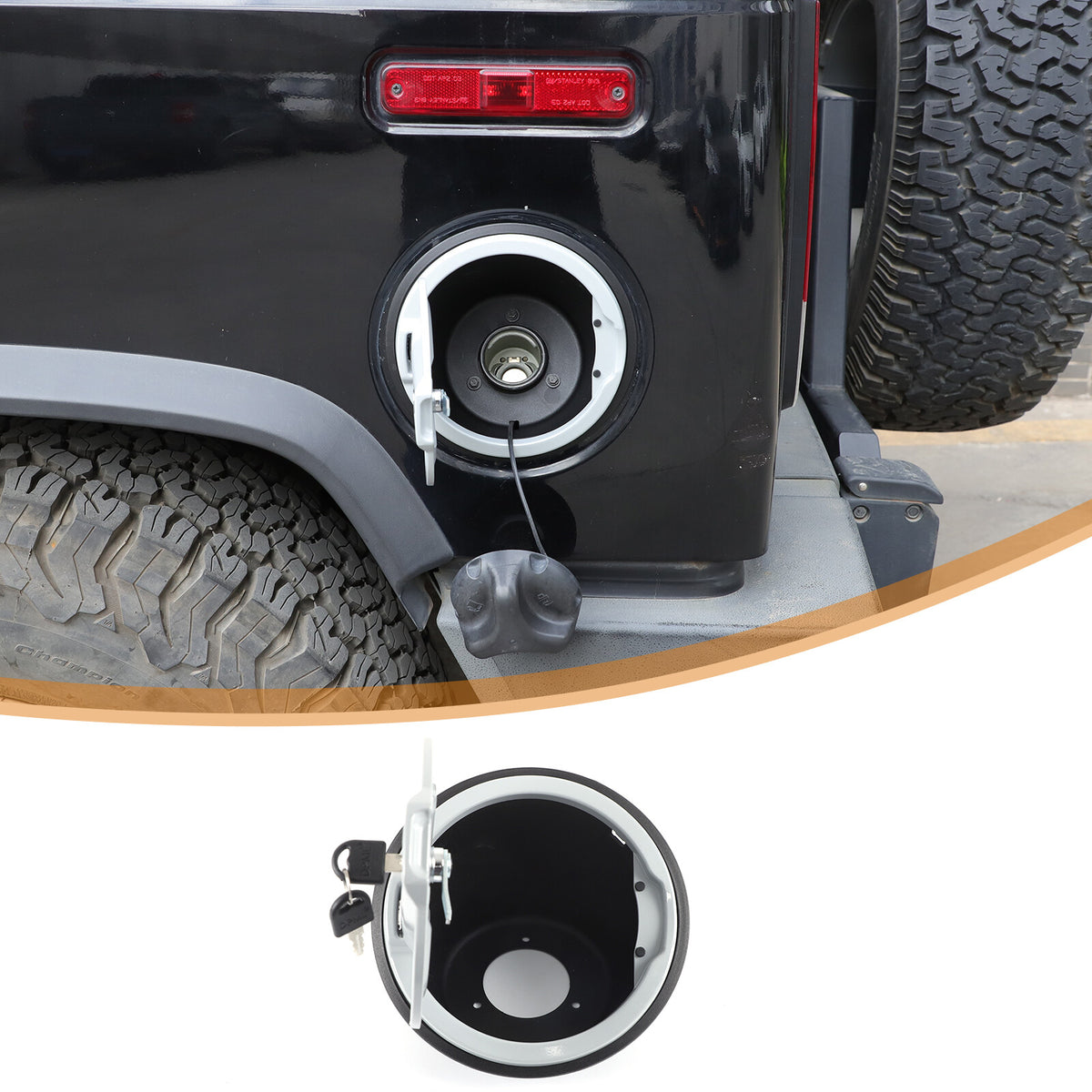 Silver Alloy Fuel Tank Cap Anti-theft Lock Cover Trim For Hummer H2 2003-2009 5