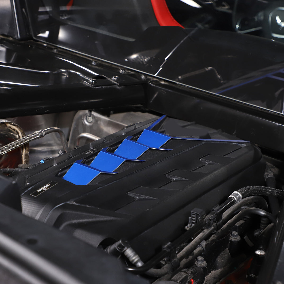 Blue Alloy Car Engine Center Patch Cover Decorate Trim For Corvette C8 2020-26 15