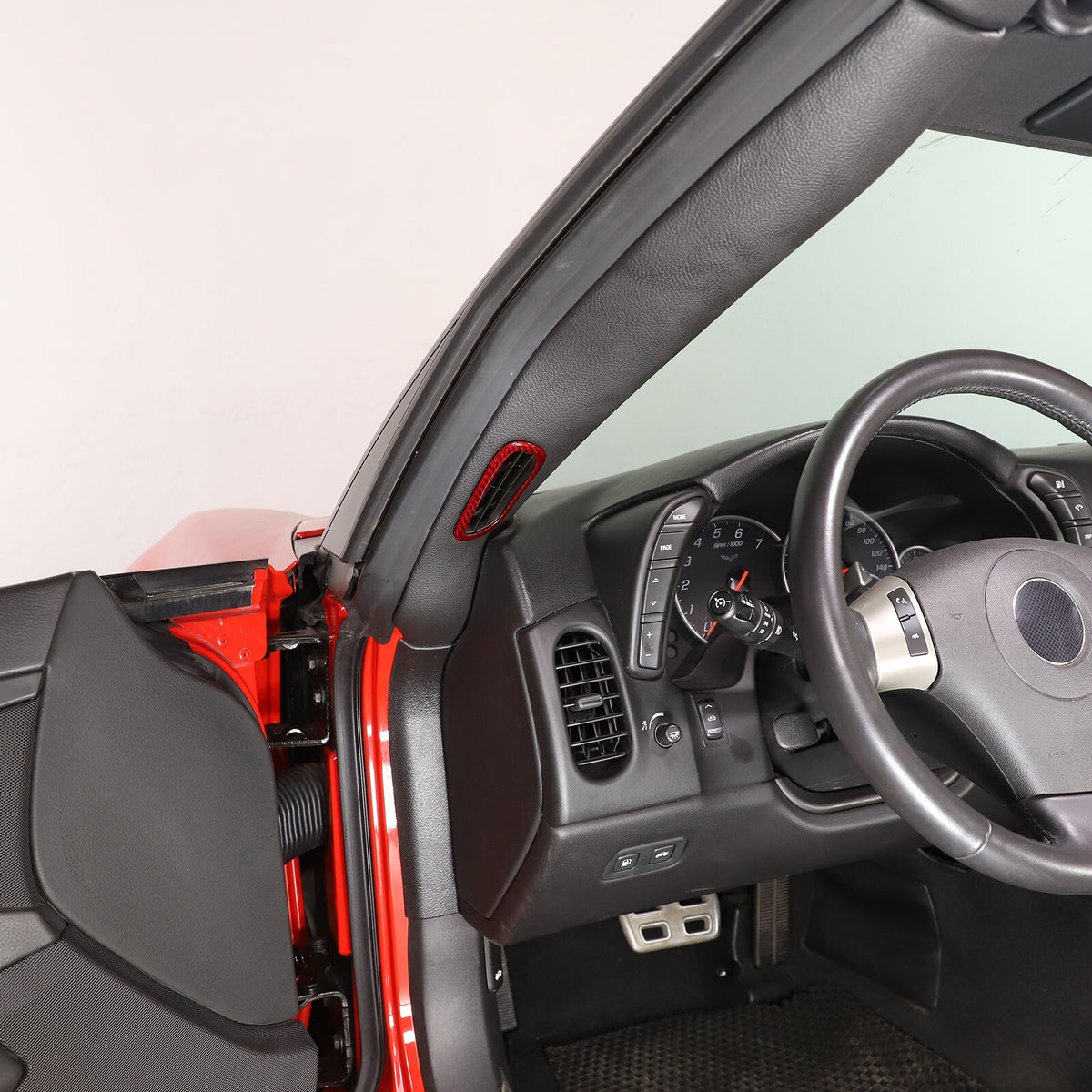 Red Carbon Fiber Interior A-pillar Speaker Frame Trim For Corvette C6 2005-2013 14