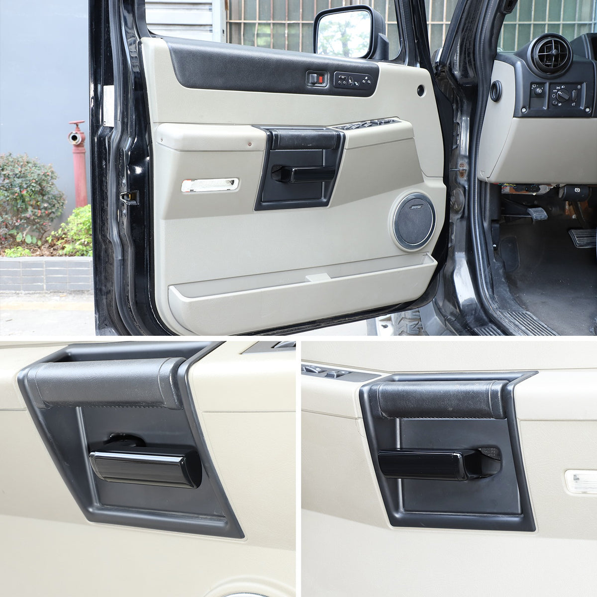 Glossy Piano Black ABS Interior Door Handle Trim For Hummer H2 2003-2007 US 12