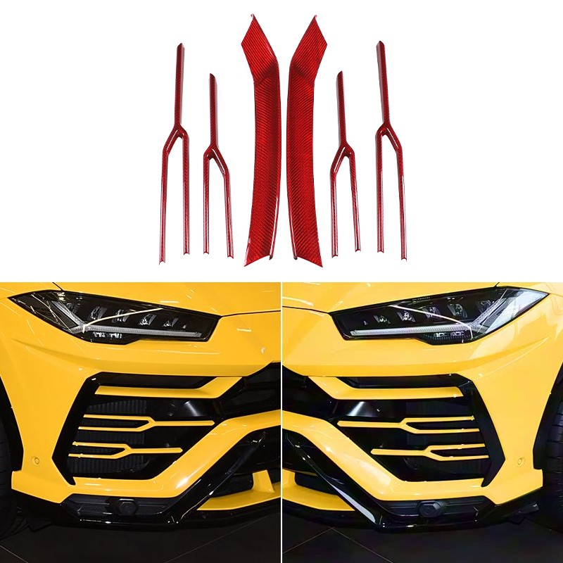 Red Real Carbon Fiber Front Grille Strip Trim For Lamborghini Urus 2018-2021 20