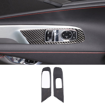 Carbon fiber Window Lift & Door Handle Storage Mat Sticker for Corvette C8 20-26 10