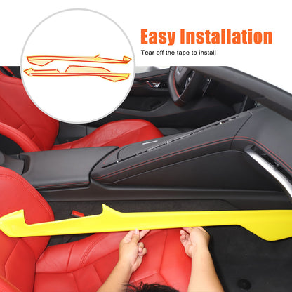 Yellow ABS Center Console Lower Armrest Box Panel Trim For Corvette C8 2020+ 7
