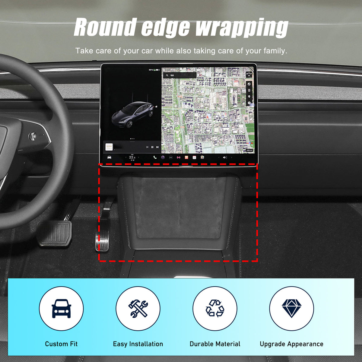 Real Dry Carbon Fiber Center Console Interior Trim Cover For Tesla Model 3 2023+ 10