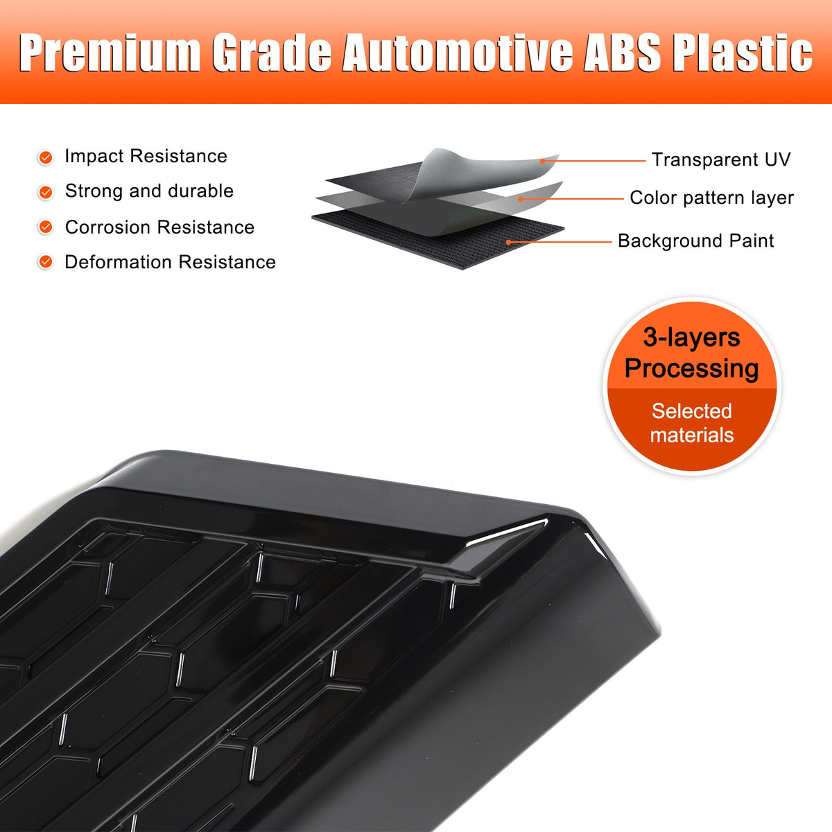 Piano Black ABS Side Fender Upper Panel Trim Cover For Ford Maverick 2022+ 3