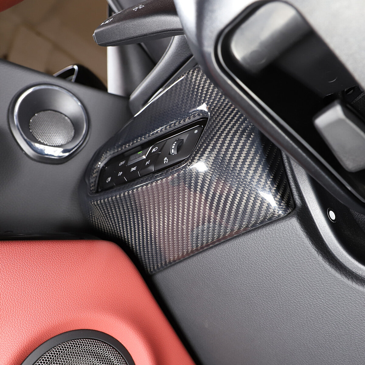 Real Carbon Headlight Switch Button Panel Cover Trim For Toyota Supra 2019-24 6