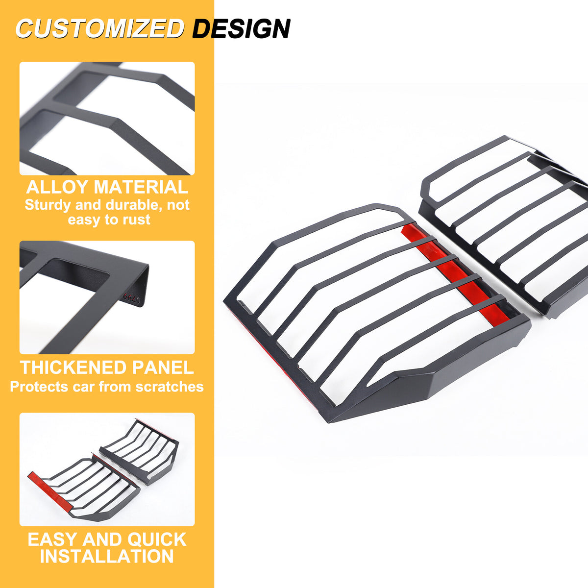 Black Alloy Rear Tail light lamp Cover trimFor Toyota Land Cruiser LC250 24+ 14
