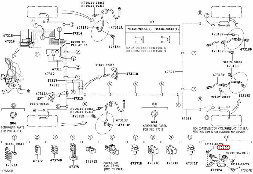 Toyota VALVE ASSY, PROPORTIONING 47150-12230 OEM GENUINE 3