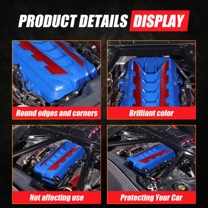 Blue Engine Bay Panel Cover Trim in Edge Red For Corvette C8 2020-26 16