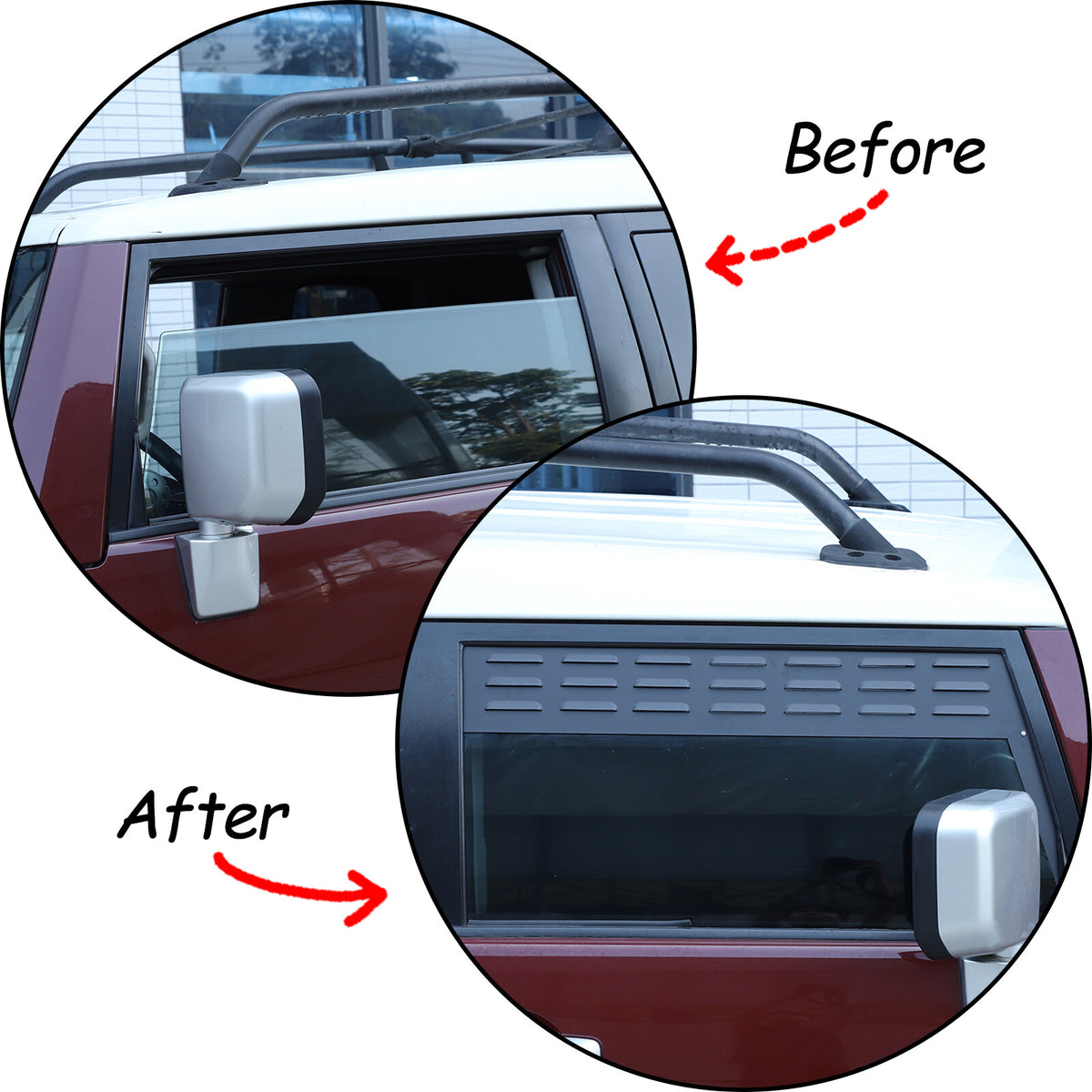 Black Aluminium Alloy Door Window Air Vents Screen For Toyota FJ Cruiser 2007-21 18