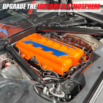 Orange Engine Bay Panel Cover Trim in Edge Blue For Corvette Coupe C8 2020-2026 11