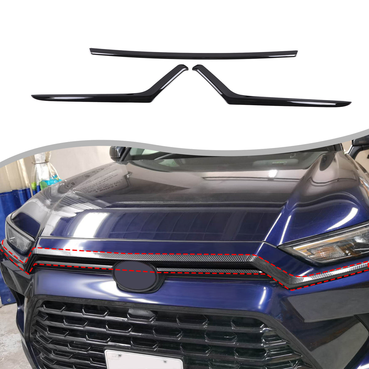 Glossy Black ABS Front Hood Trim Strip Trim For Toyota Grand Highlander 2024+ US 13