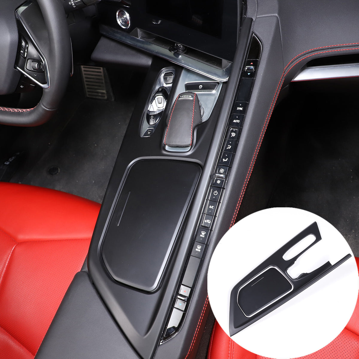 Matte black Center Console Gear Shift Panel Cover Trim For Corvette C8 2020-25 6