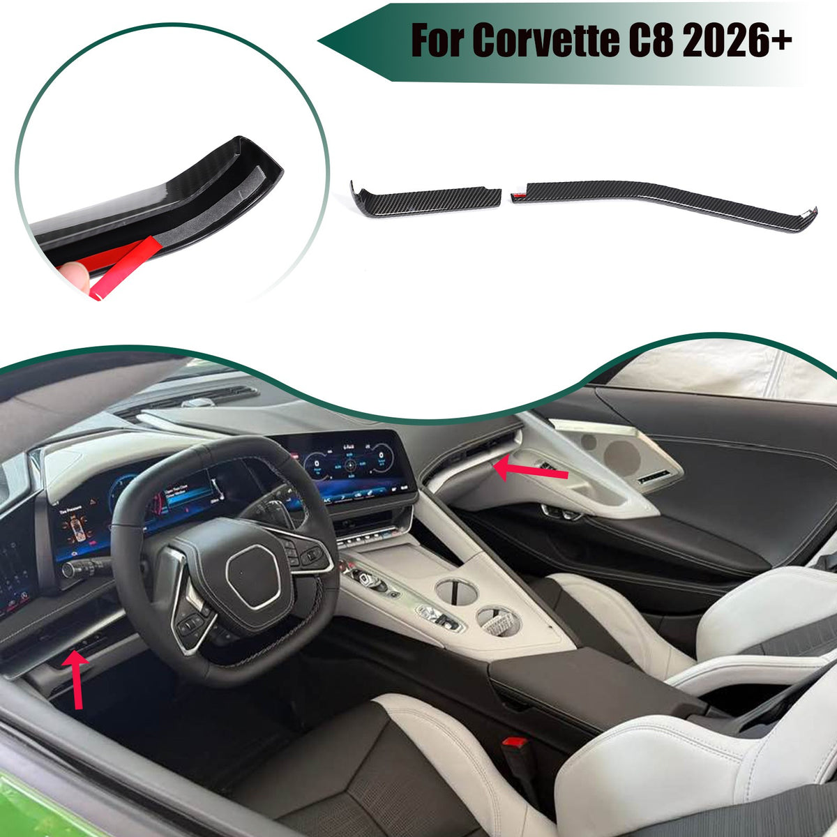 ABS Carbon Fiber Interior Center Console Trim Accessories For Corvette C8 2026+ - Styles 41-42 1