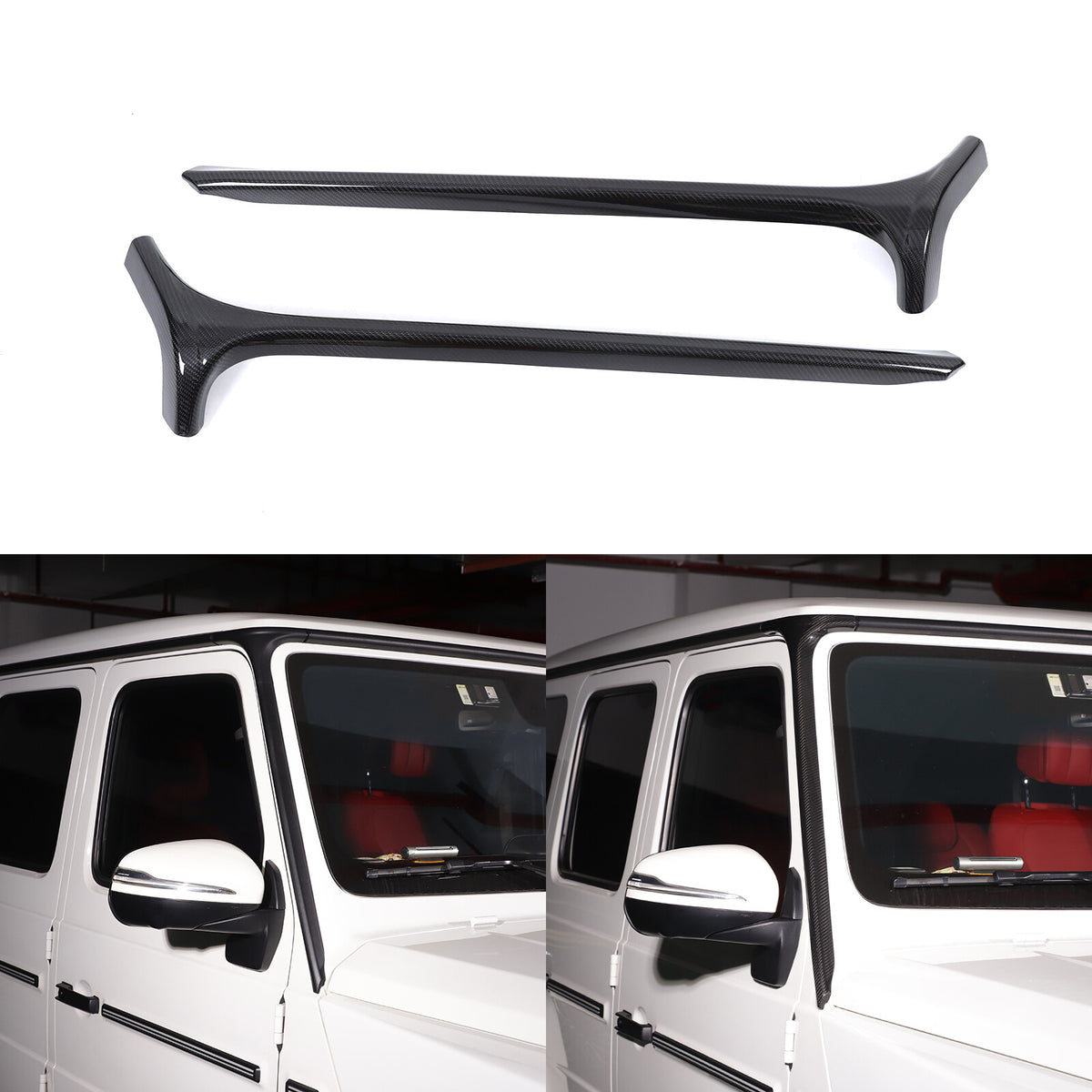 Real Carbon Fiber Window Triangle A-Pillar Cover For Benz W463 G550 G63 19-23 4