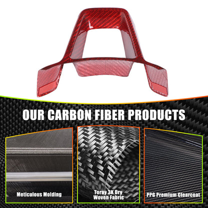 Red Real Carbon Fiber Steering Wheel U-Shape Base Trim For Nissan 400Z Z34 4