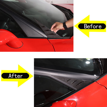 Real Carbon Fiber Window Triangle A-Pillar Cover Trim For Corvette C6 2005-13 6
