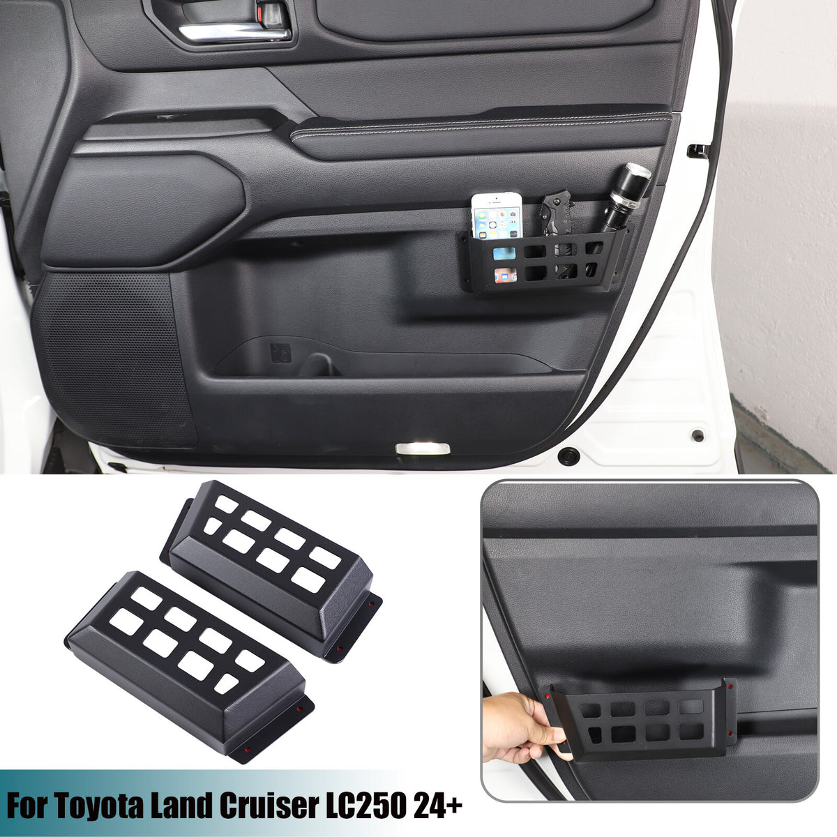 Black Car Door Storage Box Molle Panel Basket For Toyota Land Cruiser LC250 24+ 1