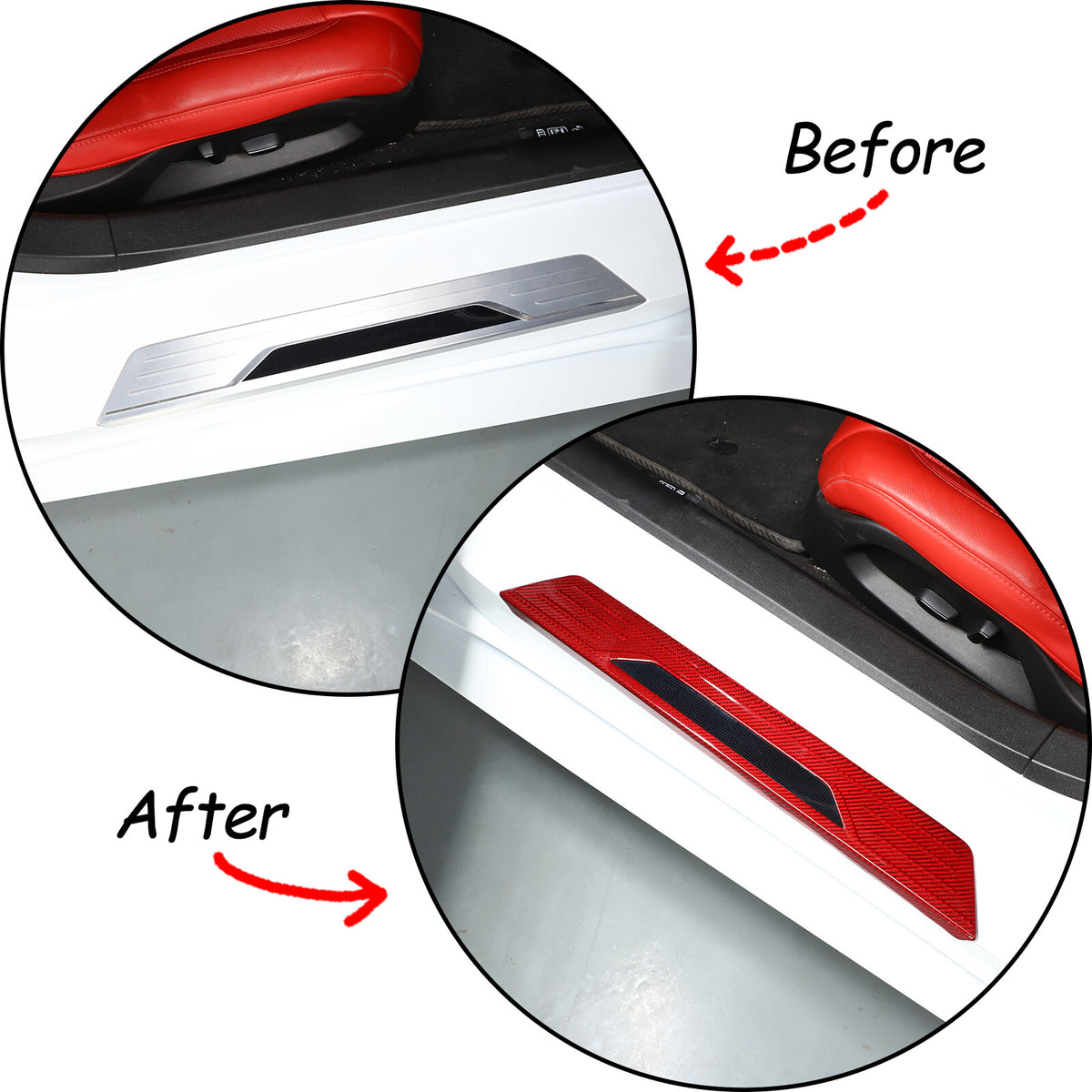 Red Real Carbon Fiber External Sill Strip Sticker Trim For Corvette C8 2020-26 19
