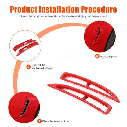 Red ABS Carbon Fiber Rear Fender Vent Trim Frame For Corvette C6 2005-2013 3