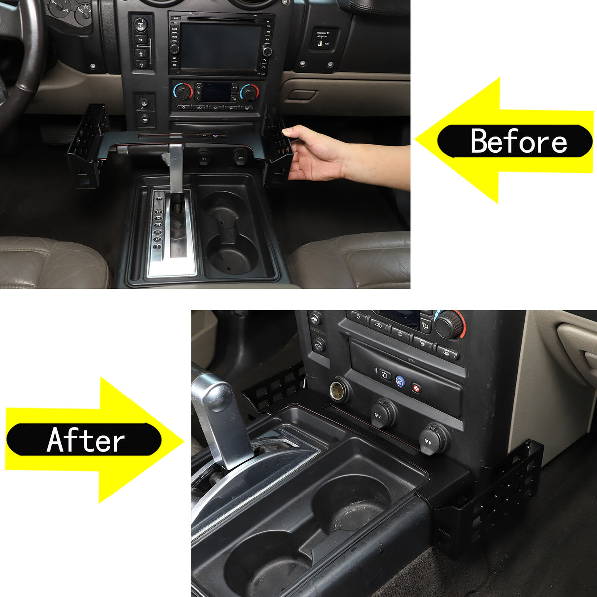 Interior Gear Shift Side Storage Box Two Baskets For Hummer H2 2001-2007 3