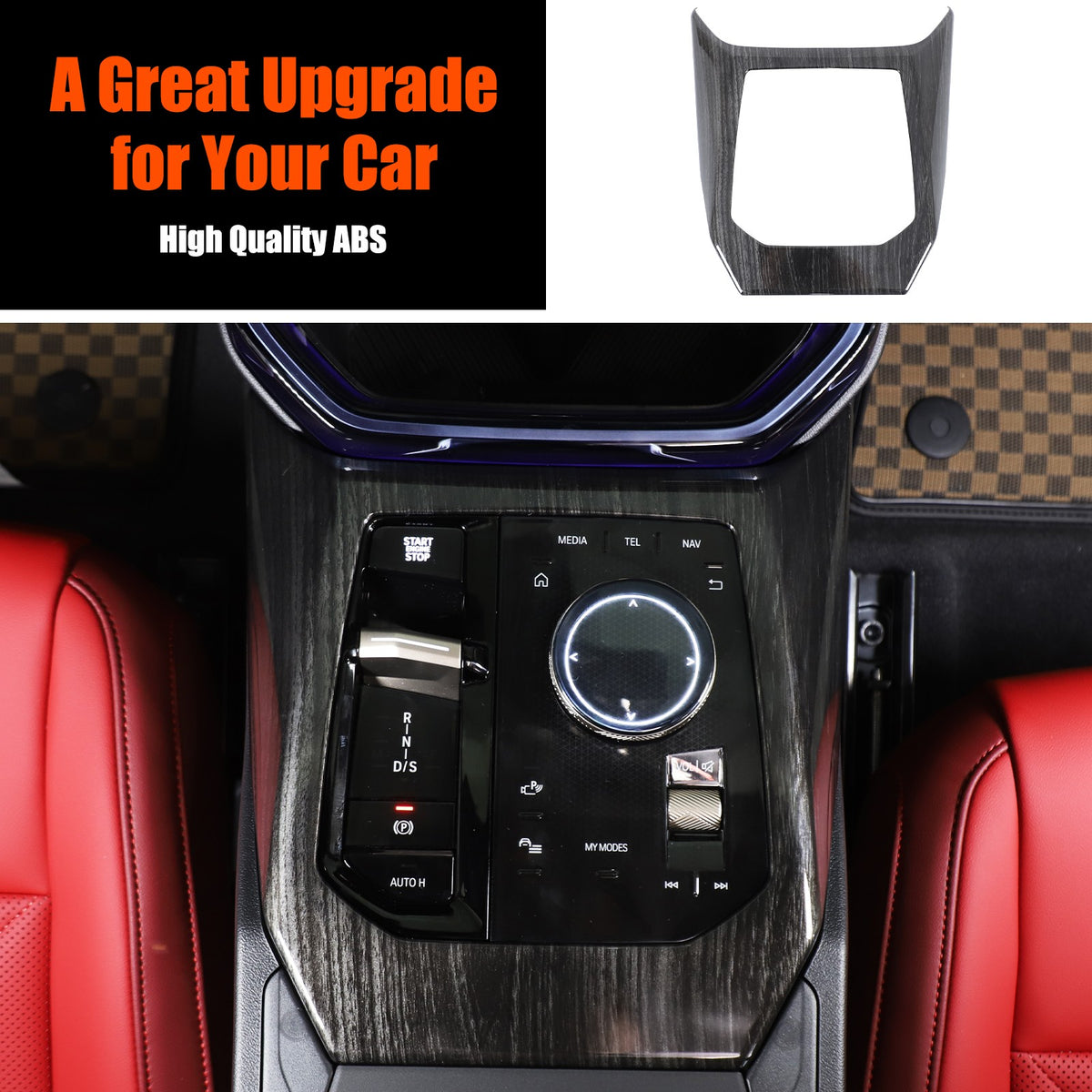 ABS Black Wood Grain Center Console Gear Shift Trim Cover For BMW X3 G45 2025+ 15