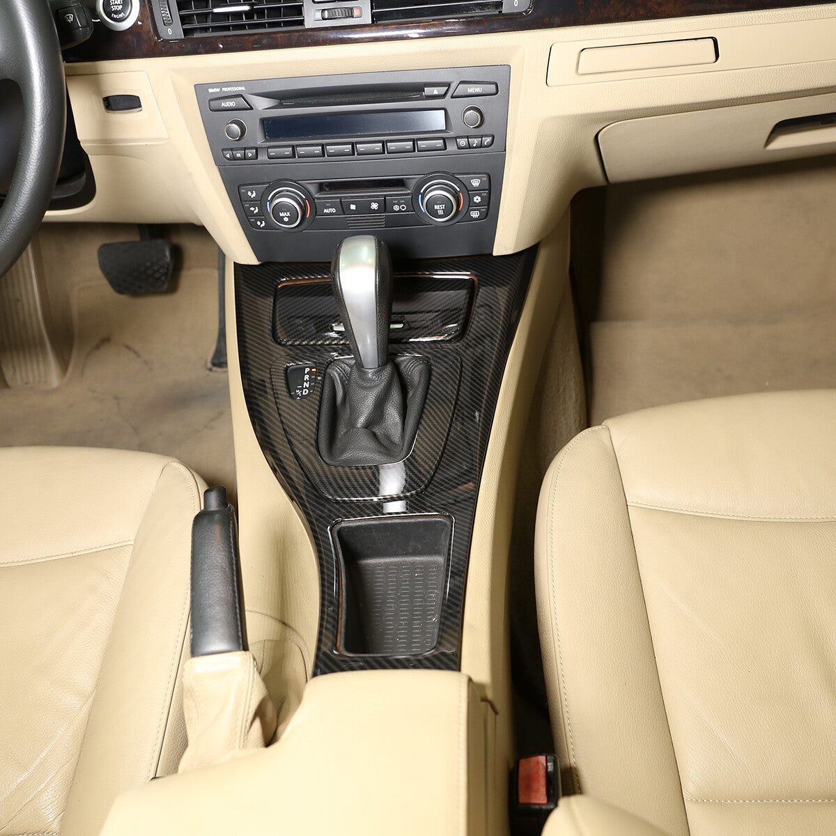 For BMW 3 Series E90 05-12 ABS Carbon Fiber Middle Console Gear Shift Panel Trim 7