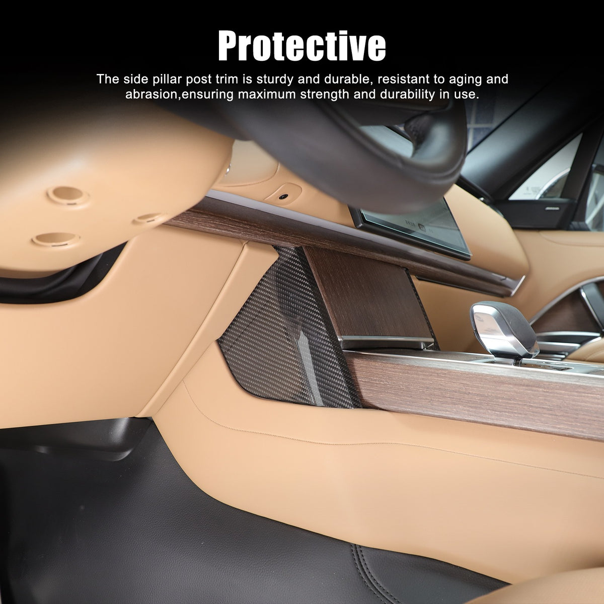 Real Carbon Fiber Center Console Knee Panel Trim For LR Range Rover Vogue 2023+ 7