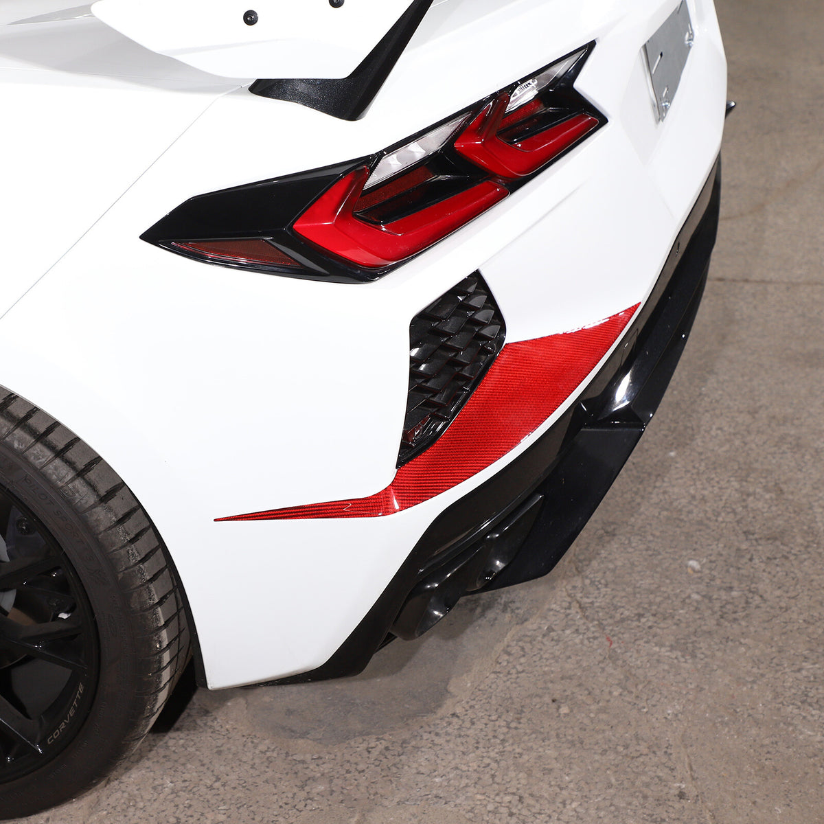 Red Carbon fiber Rear Bumper Air Intake Panel Trim Sticker For Corvette C8 20-26 7