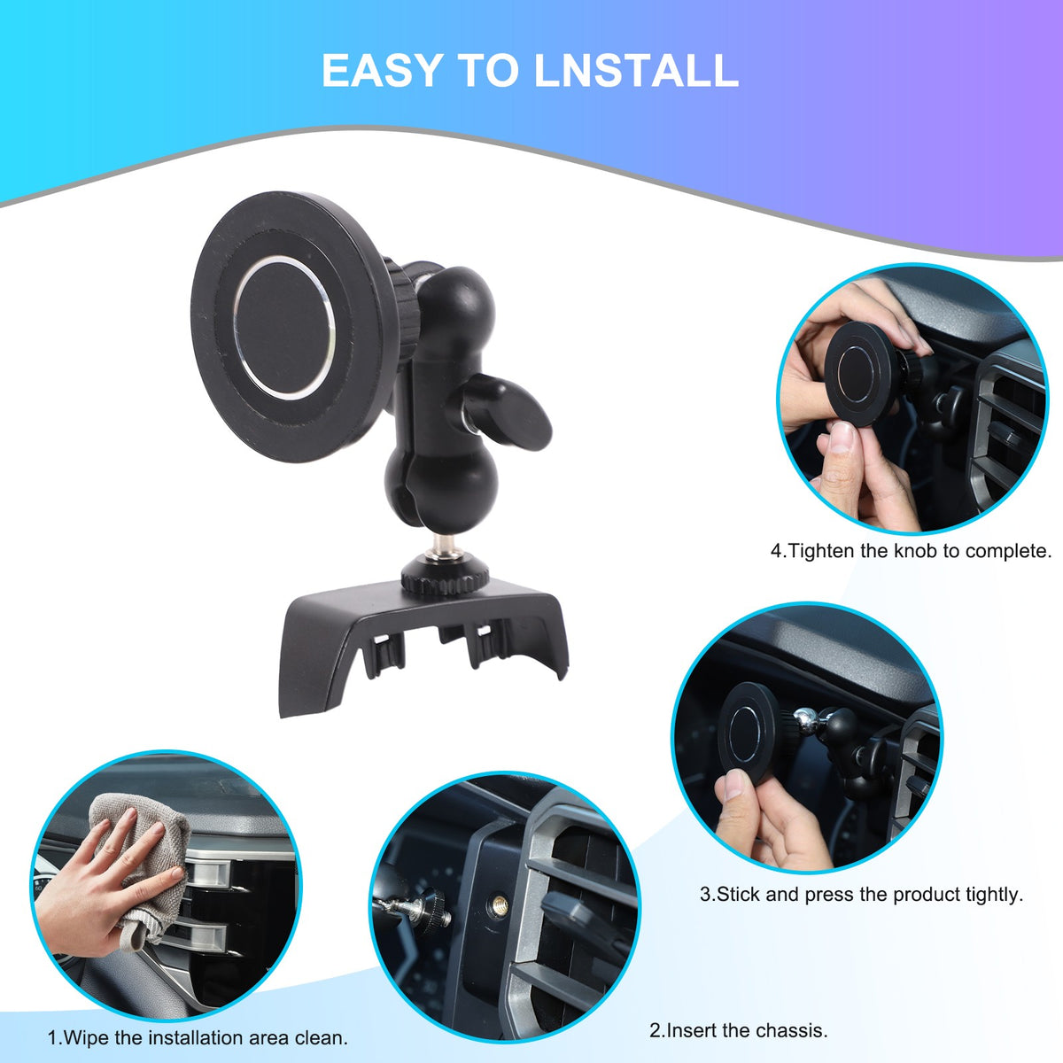 Magnetic Dashboard Right Side Phone Mount Bracket For Toyota Tundra 2022+ US 3