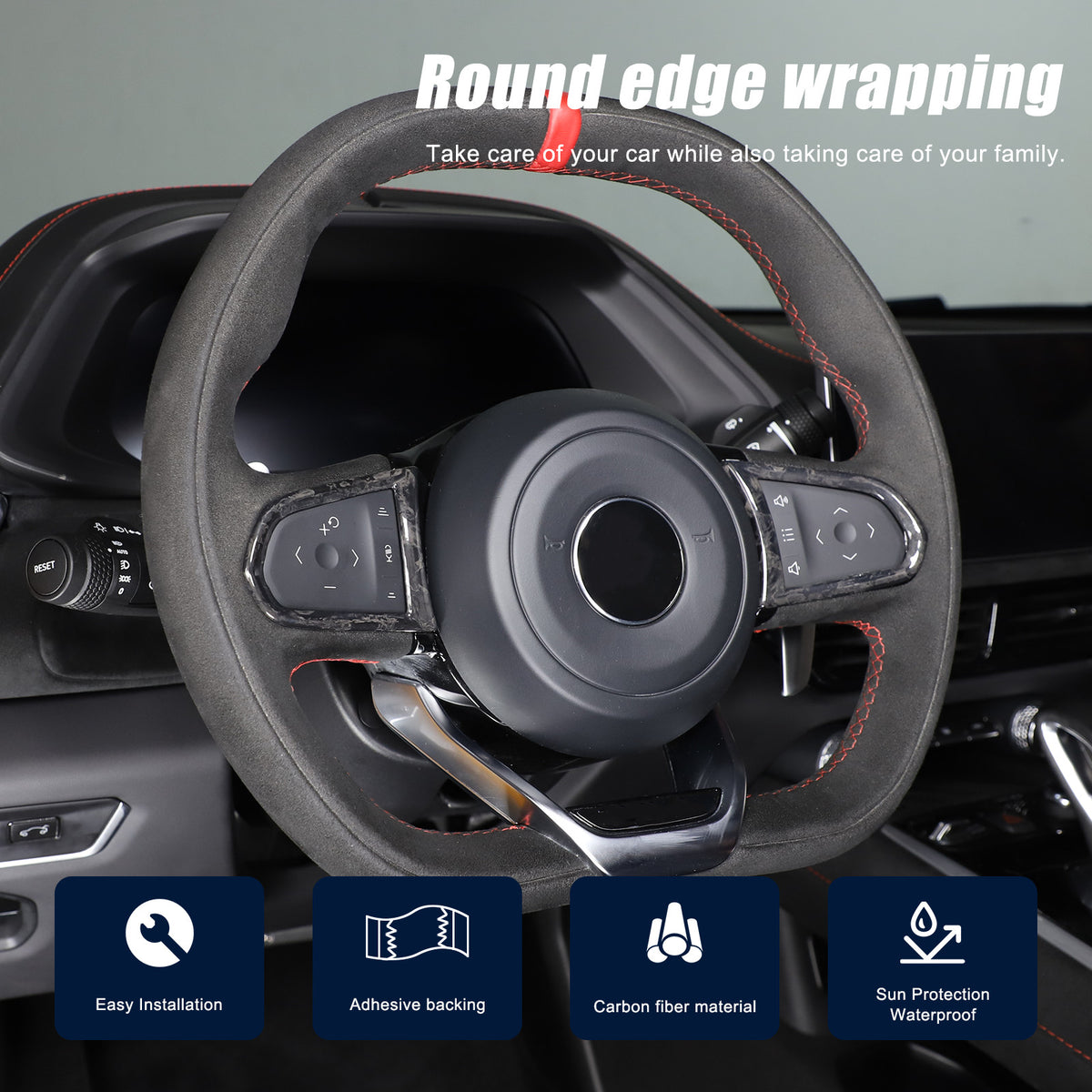 Forged Real Carbon fiber Steering Wheel Button Cover Trim For Lotus EMIRA 21-25 6