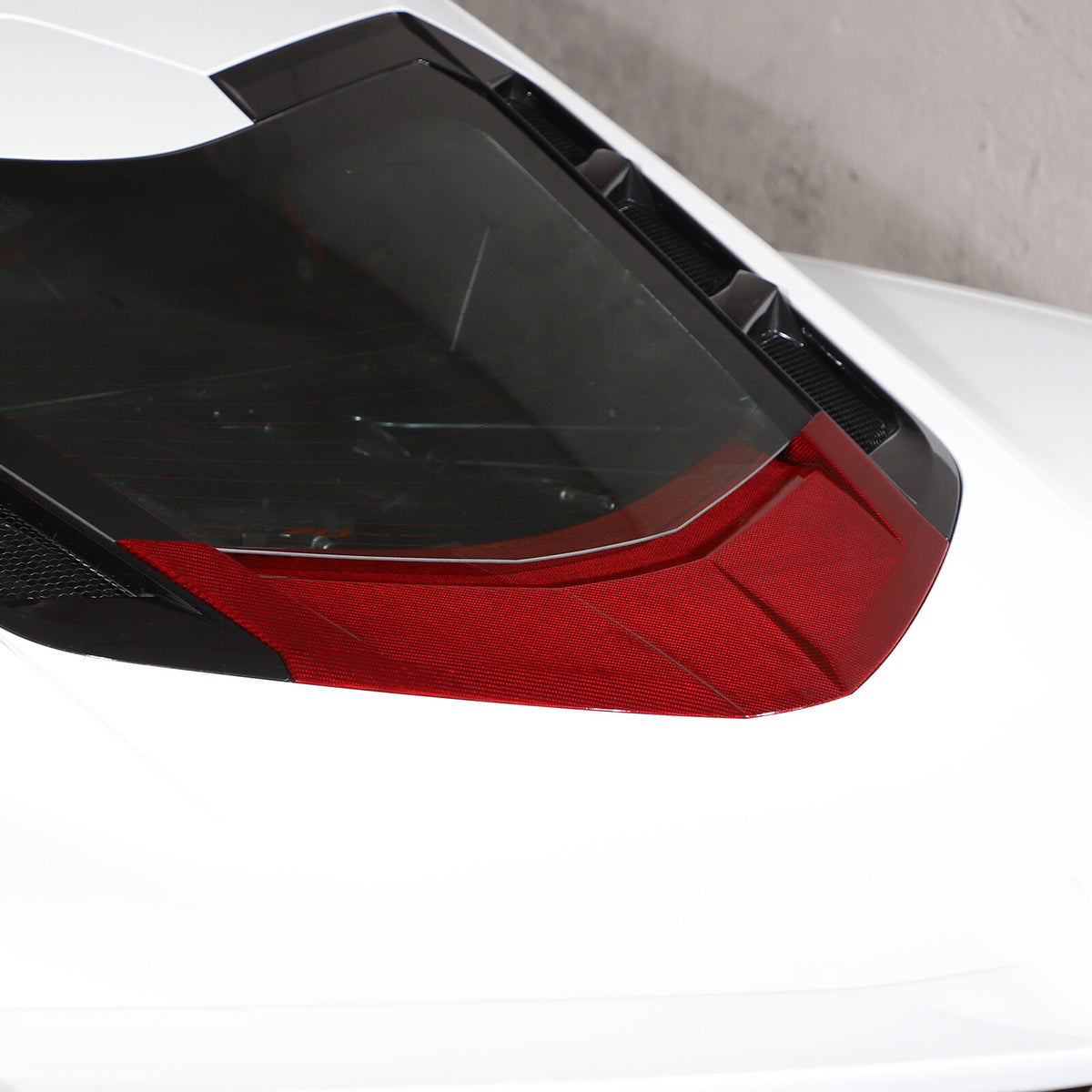 Red Real Carbon Fiber Rear Window Lower Trim For Corvette C8 Coupe 2020-26 US 14