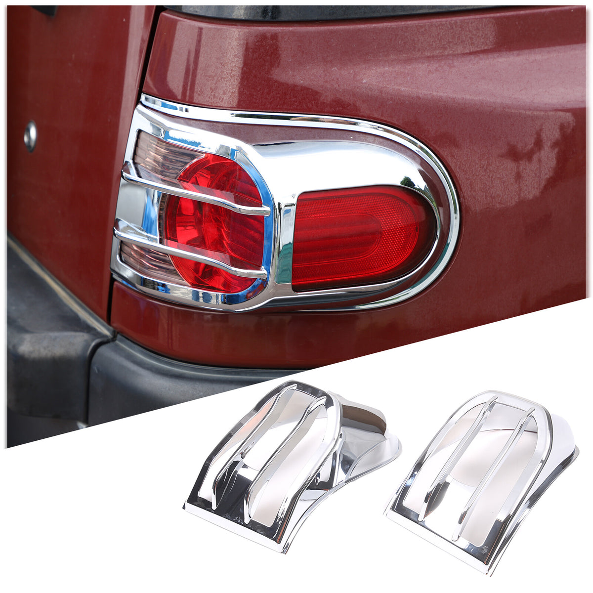 Chrome Silver Rear Tail Light Lamp Cover Trim For 2007-2014 Toyota FJ Cruiser 5