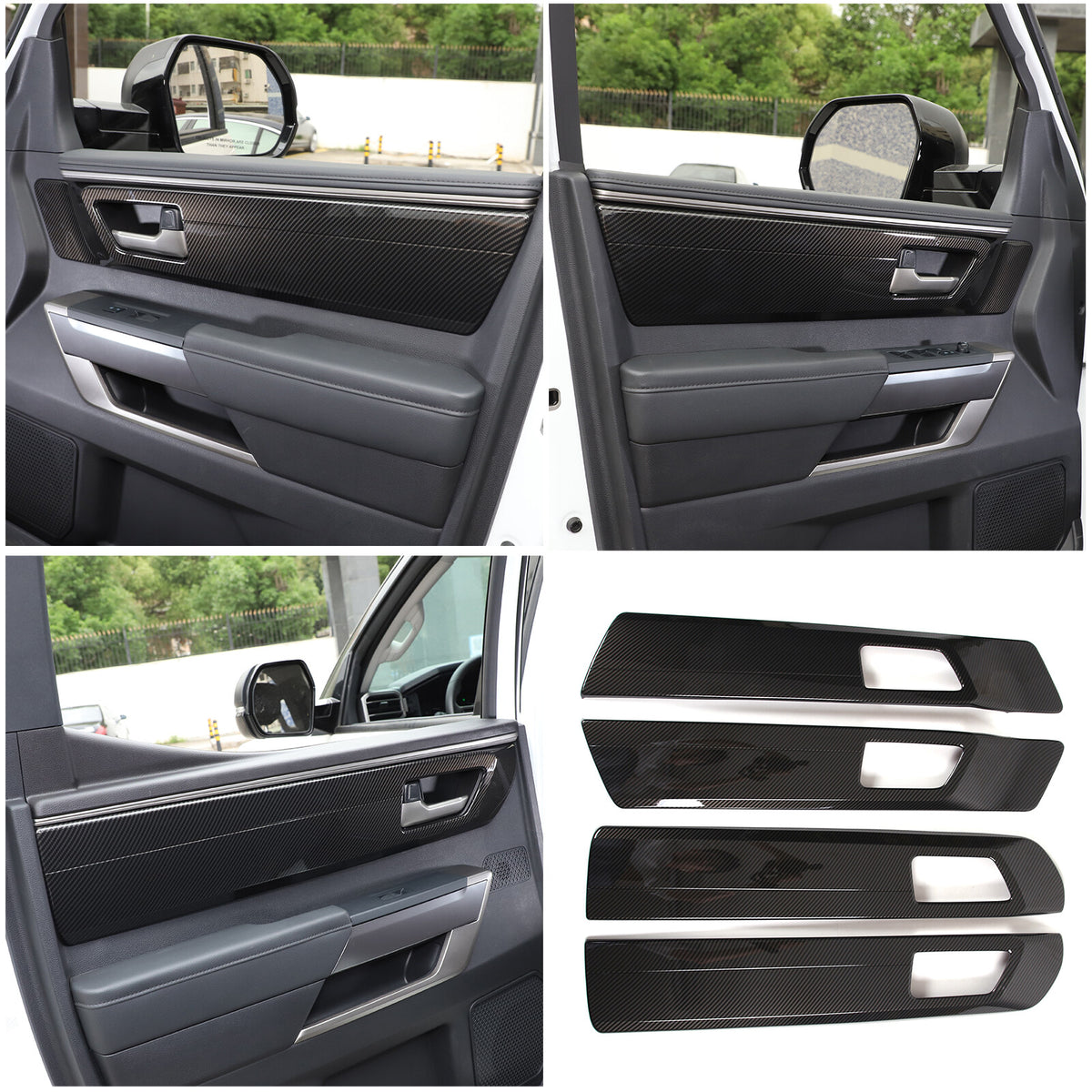 ABS Carbon Fiber Inner Door Handle Panel Frame Trim For Toyota Tundra 2022-23 US 1