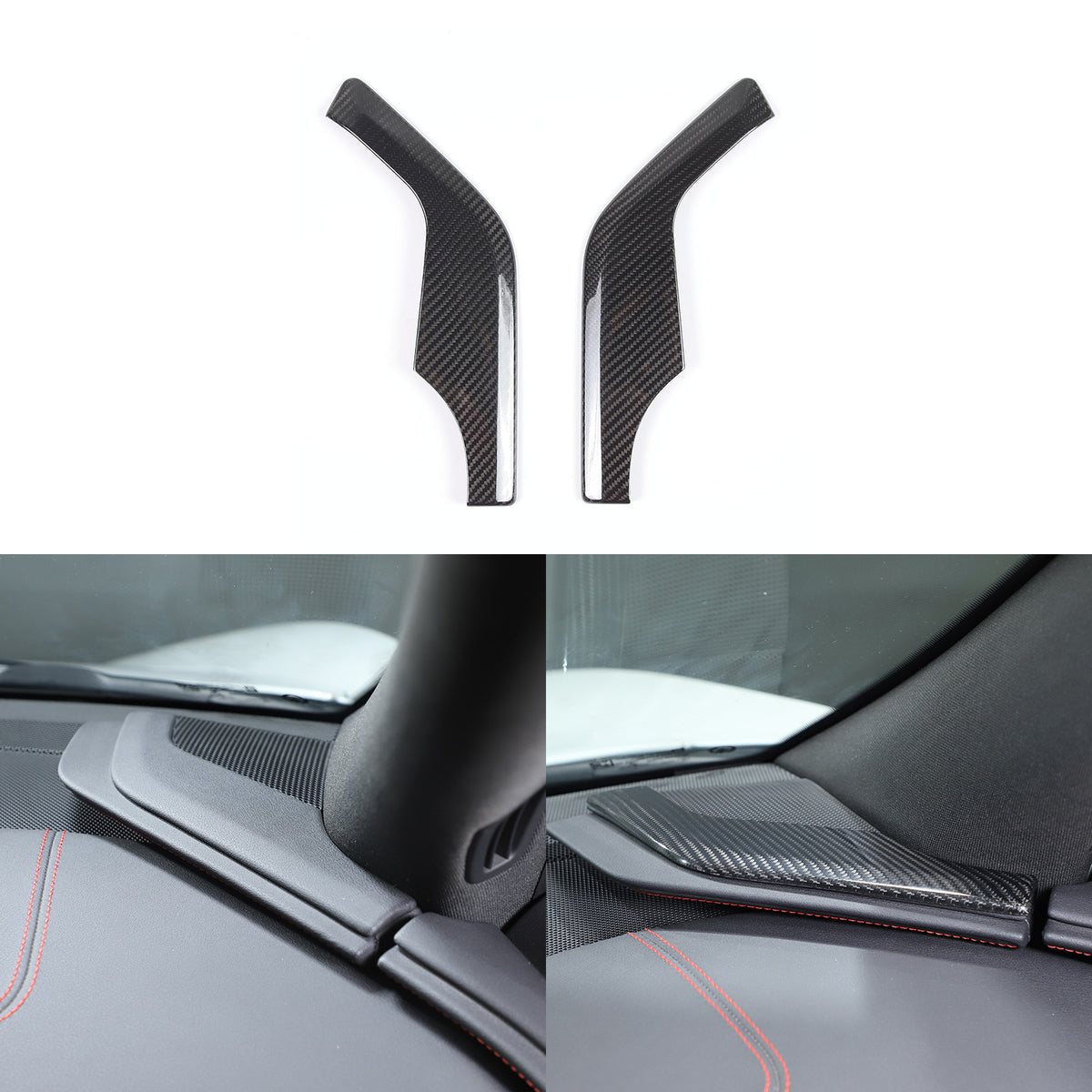 Real Carbon Fiber Interior Dashboard Side Panel Cover Trim Set For Corvette C8 13