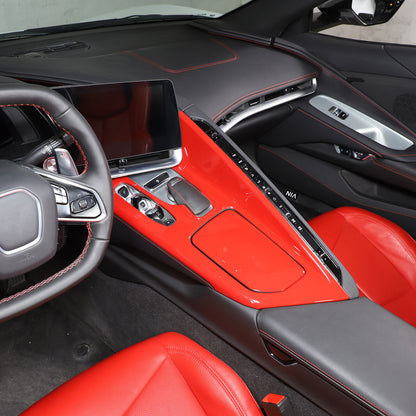 ABS Red Center Console Gear Shift Panel Cover Trim For Corvette C8 2020-2025 US 14
